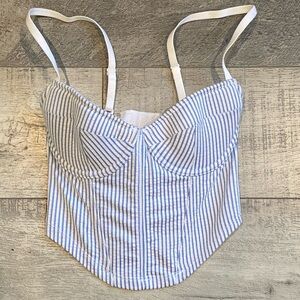 Striped Blue and White Bustier Top